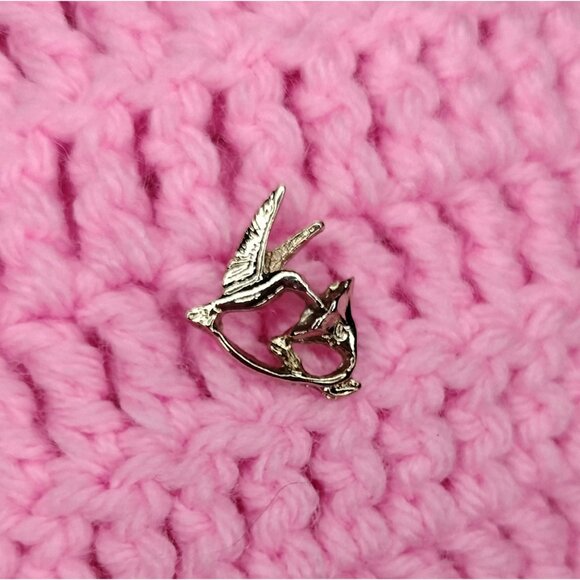 Ballou Regd Vintage Hummingbird Flower Lapel Pin Brooch Bird Jewelry Gold Tone 1 - Picture 1 of 14